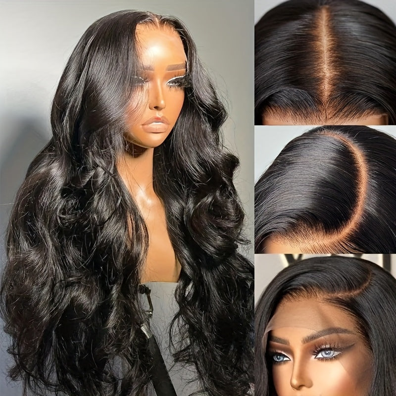 Women's Wig | 13x4 | 100% Pure Human Hair | Pre-Drawn Body Wave Gel Free | Wear And Go Lace Front Wig | Natural Black | 200% Density
